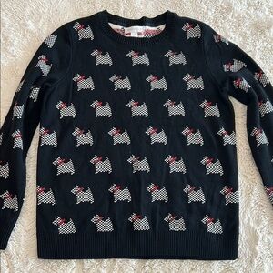 Charter Club Scottie Terrier Dog Crewneck Sweater Pullover Preppy